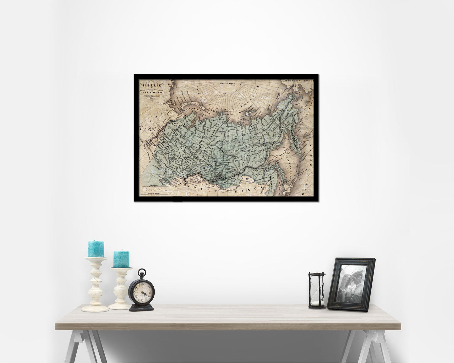 Siberia Russia 1870 Historical Map Framed Print Art Wall Decor Gifts