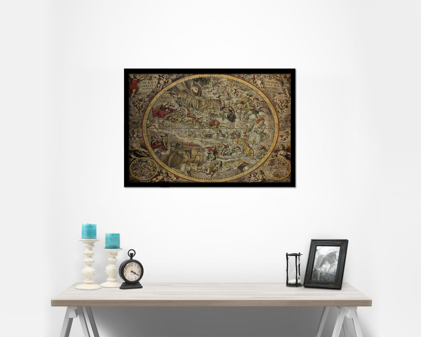 Christian Celestial Hemisphere Atlas Coelestis Andreas Cellarius Vintage Map Framed Print