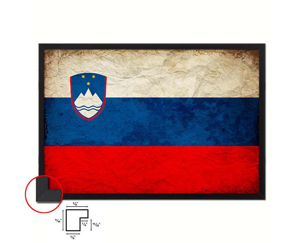 Slovenia Country Vintage Flag Wood Framed Print Wall Art Decor Gifts