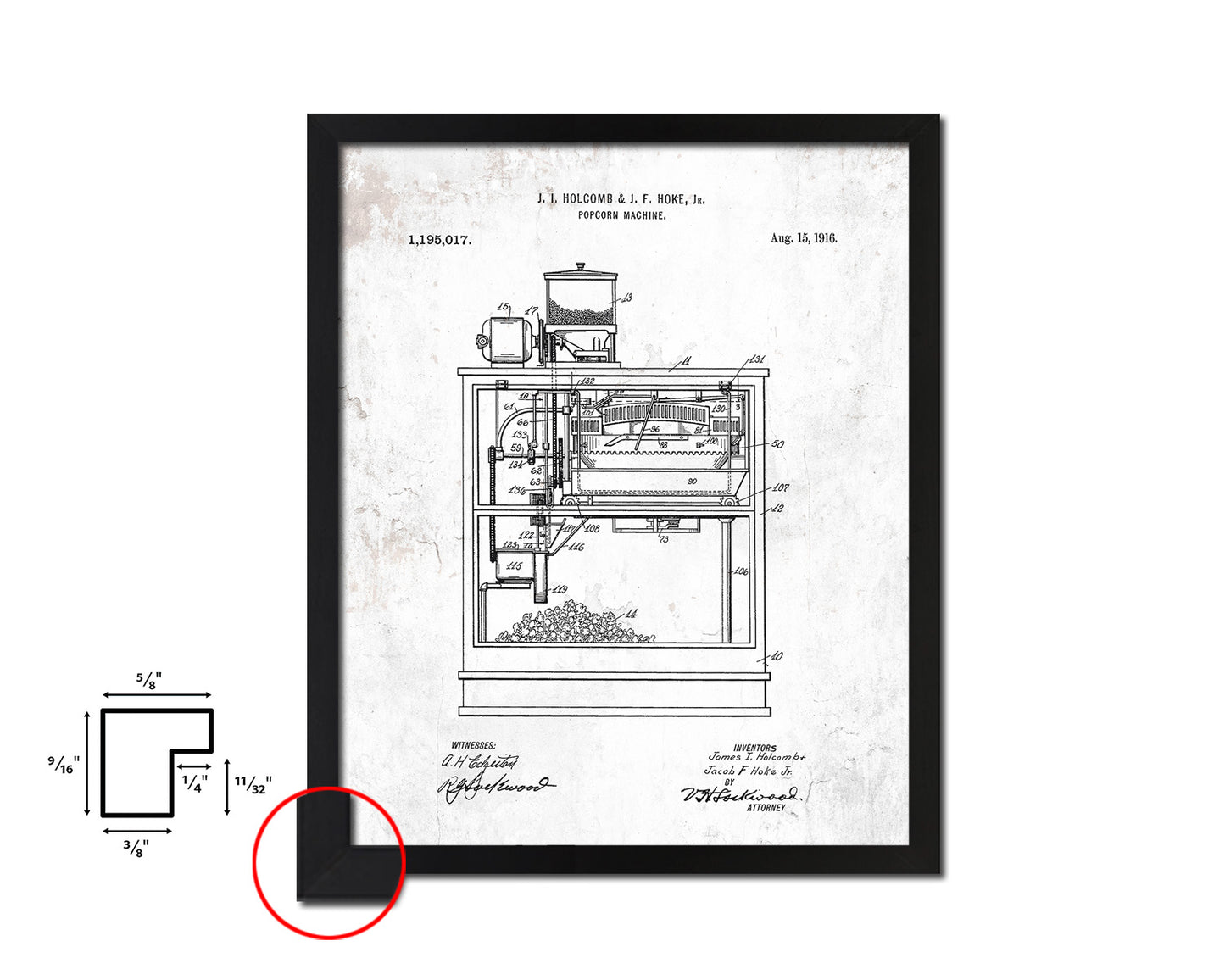 Popcorn Machine Home Vintage Patent Artwork Black Frame Print Wall Art Decor Gifts