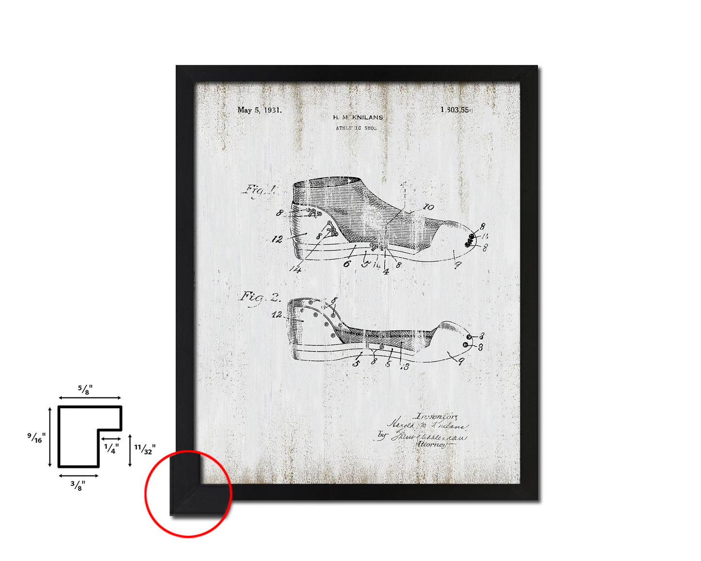 Basketball Athletic Shoe Sports Vintage Patent Artwork Black Frame Print Gifts