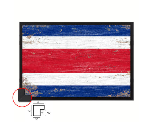 Costa Rica Shabby Chic Country Flag Wood Framed Print Wall Art Decor Gifts