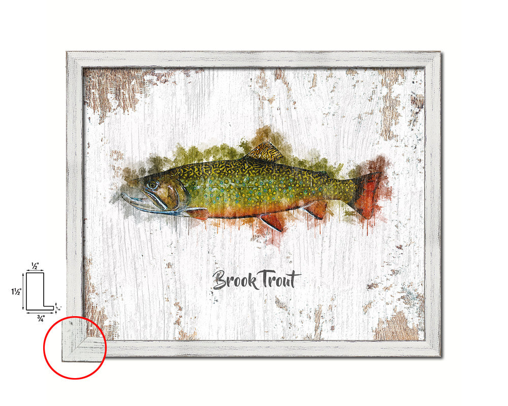 Brook Trout Fish Framed Prints Modern Restaurant Sushi Bar Watercolor Wall Art Decor