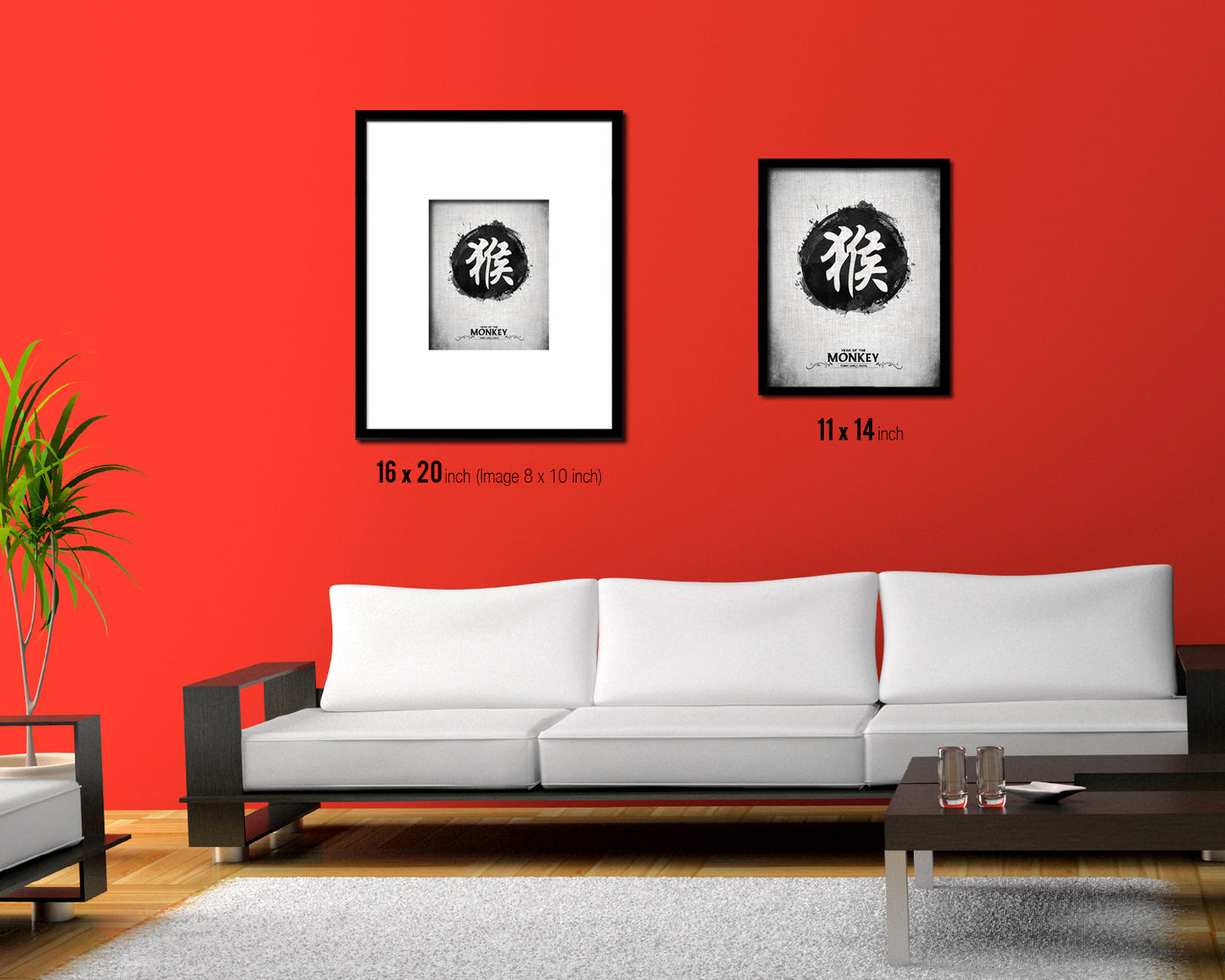 Monkey Chinese Zodiac Art Wood Framed Art Paper Prints Wall Art  Decor Gifts