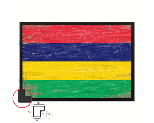 Mauritius Shabby Chic Country Flag Wood Framed Print Wall Art Decor Gifts