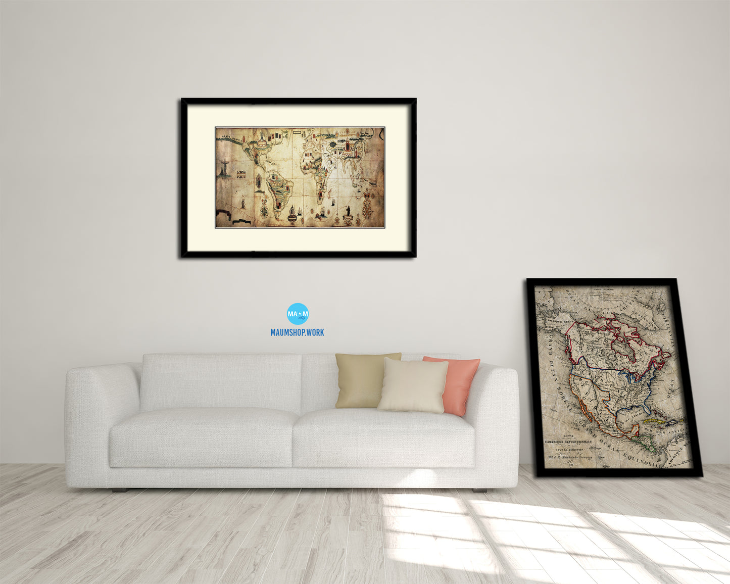 Spanish Portuguese Colonial Empire Antonio Sanches Old Map Framed Print Art Wall Decor Gifts