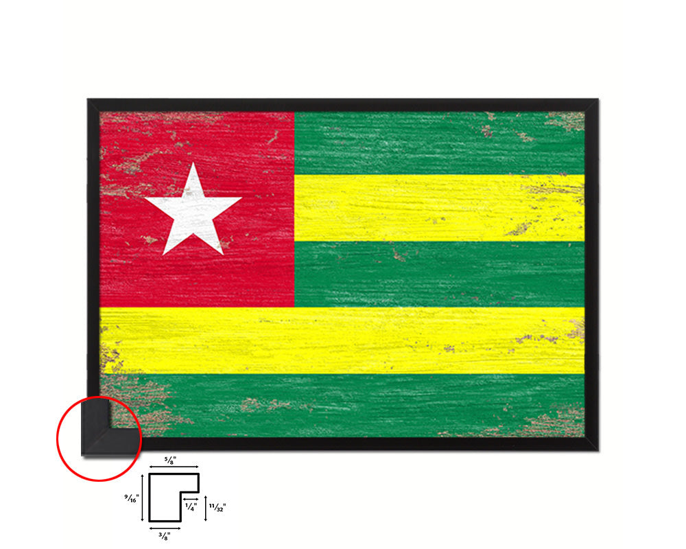 Togo Shabby Chic Country Flag Wood Framed Print Wall Art Decor Gifts