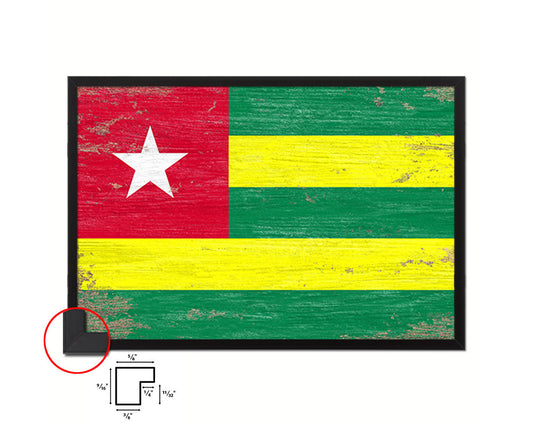 Togo Shabby Chic Country Flag Wood Framed Print Wall Art Decor Gifts