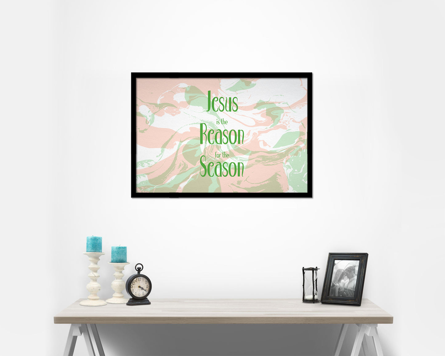 Jesus is the reason for the season Quote Framed Print Wall Decor Art Gifts