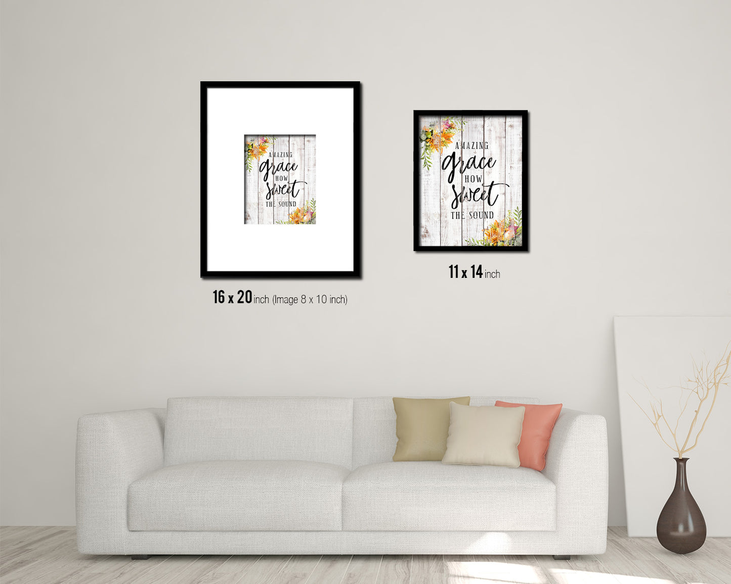 Amazing grace how sweet the sound White Wash Quote Framed Print Wall Decor Art