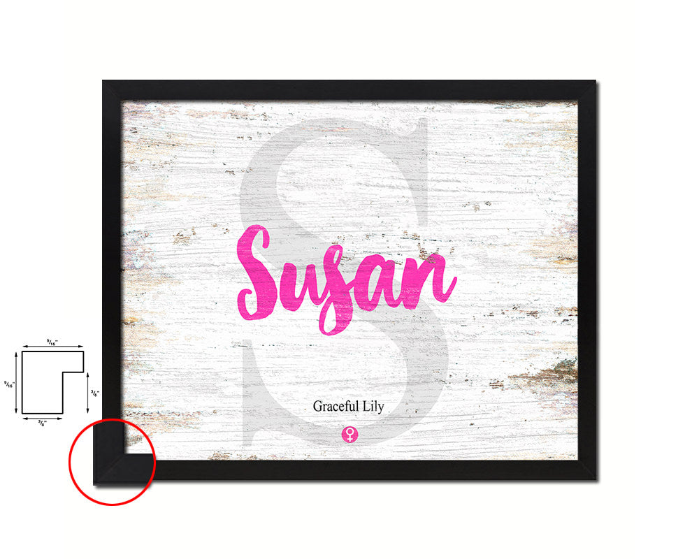 Susan Personalized Biblical Name Plate Art Framed Print Kids Baby Room Wall Decor Gifts