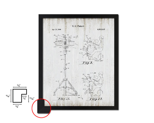 Drummer Hi-Hat Cymbal Music Vintage Patent Artwork Black Frame Print Gifts