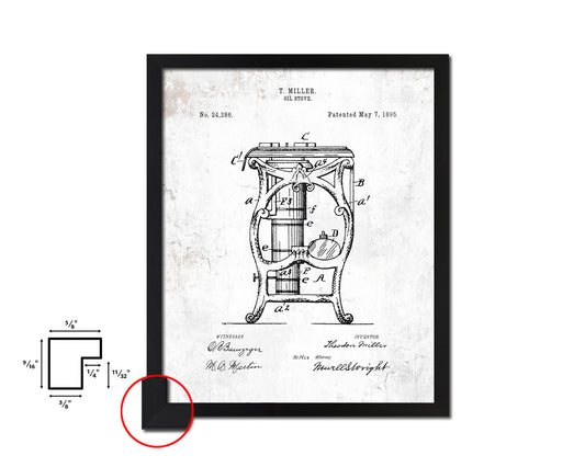 Oil Stove Kitchen Vintage Patent Artwork Black Frame Print Wall Art Decor Gifts