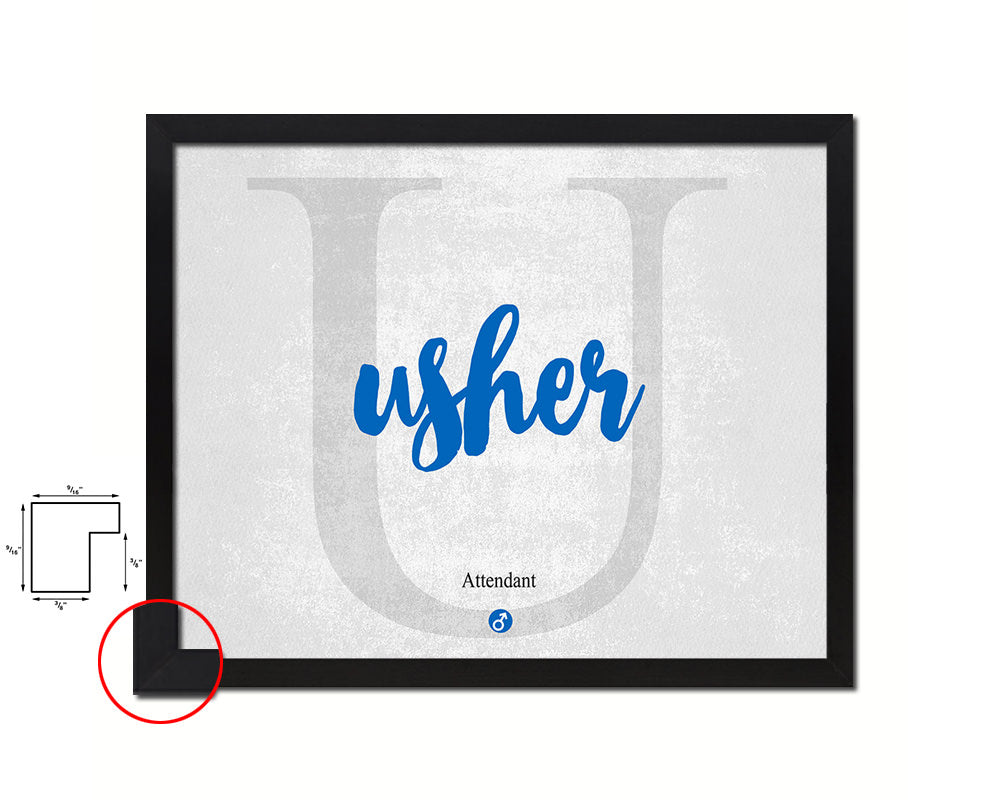 Usher Personalized Biblical Name Plate Art Framed Print Kids Baby Room Wall Decor Gifts