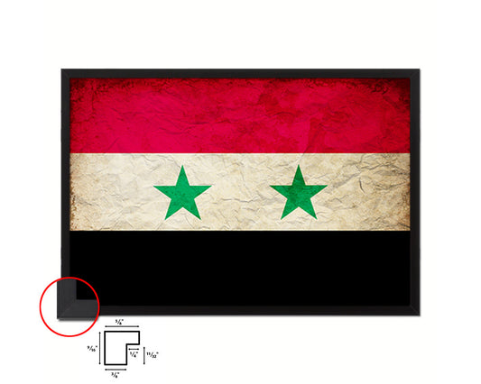 Syria Country Vintage Flag Wood Framed Print Wall Art Decor Gifts