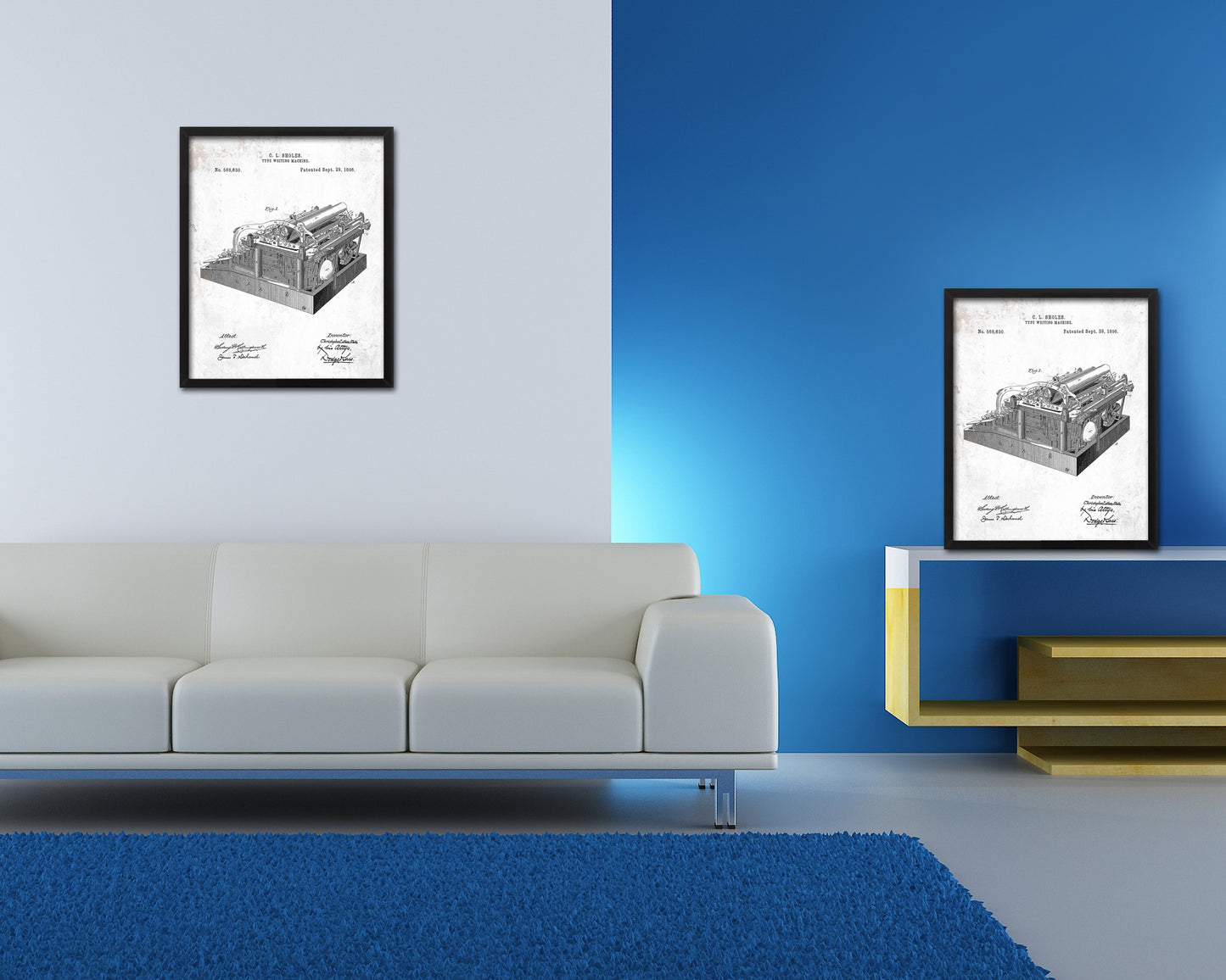 Type Writing Machine Tools Vintage Patent Artwork Black Frame Print Gifts