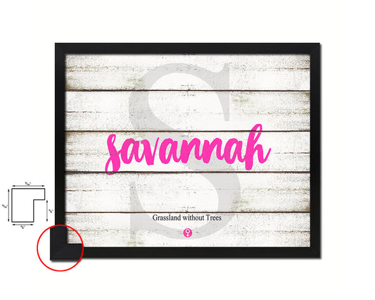 Savannah Personalized Biblical Name Plate Art Framed Print Kids Baby Room Wall Decor Gifts