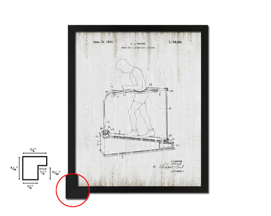 Exercise Treadmill Sports Vintage Patent Artwork Black Frame Print Gifts