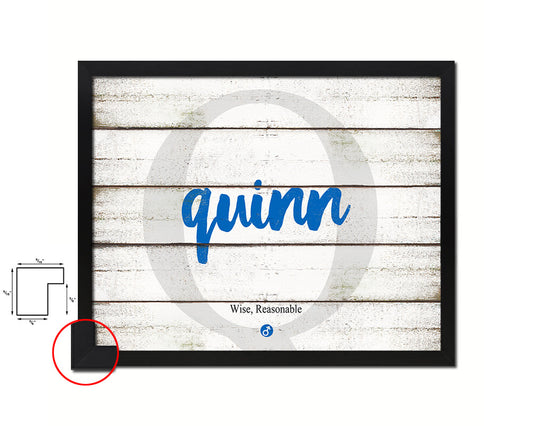 Quinn Personalized Biblical Name Plate Art Framed Print Kids Baby Room Wall Decor Gifts