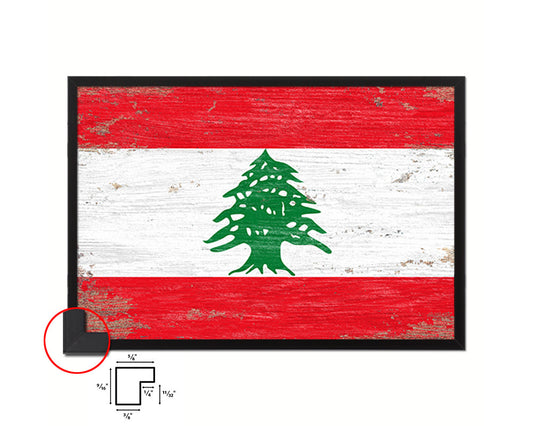 Lebanon Shabby Chic Country Flag Wood Framed Print Wall Art Decor Gifts