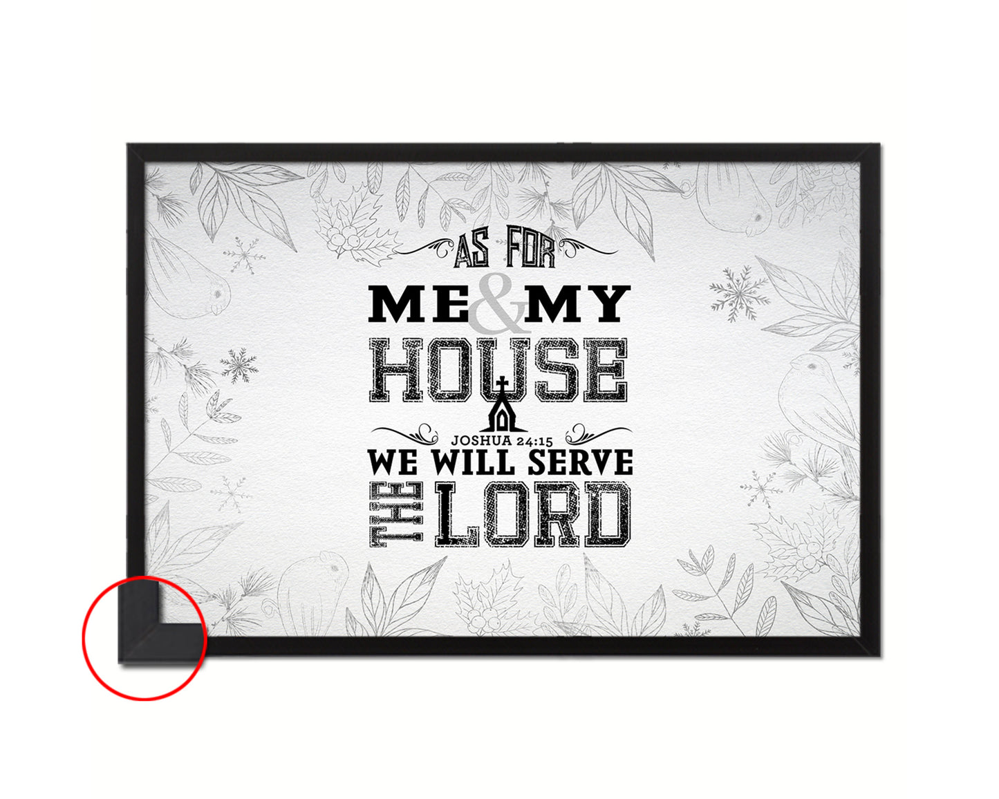 As for me & my house, we will serve the Lord, Joshua 24:15 Bible Verse Scripture Framed Print Art