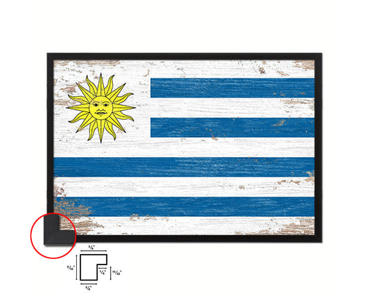 Uruguay Shabby Chic Country Flag Wood Framed Print Wall Art Decor Gifts