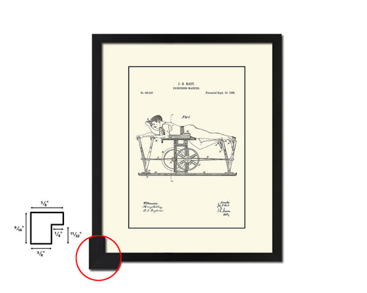 Exercise Machine Sports Vintage Patent Artwork Black Frame Print Gifts