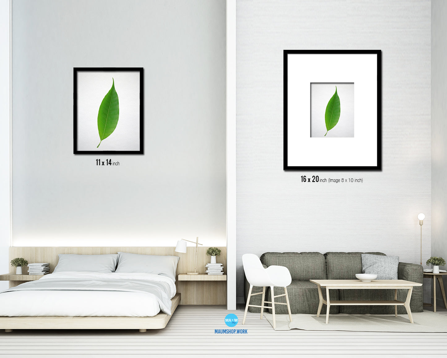 Green Watercolor Tropical Leaf Framed Print Sign Decor Wall Art Gifts