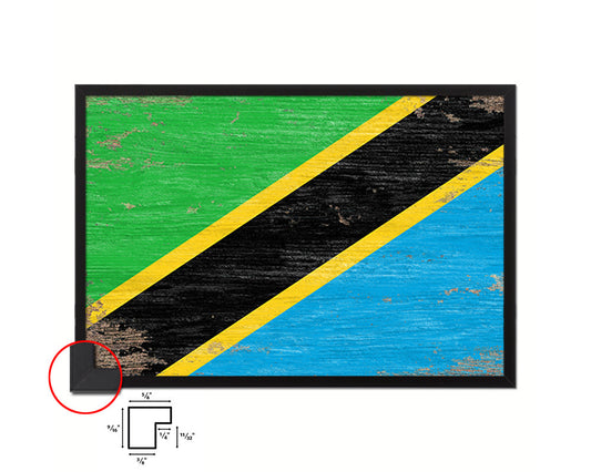 Tanzania Shabby Chic Country Flag Wood Framed Print Wall Art Decor Gifts