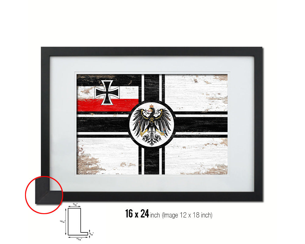 Imperial German Navy 1867-1871 War Shabby Chic Military Flag Framed Print Decor Wall Art Gifts