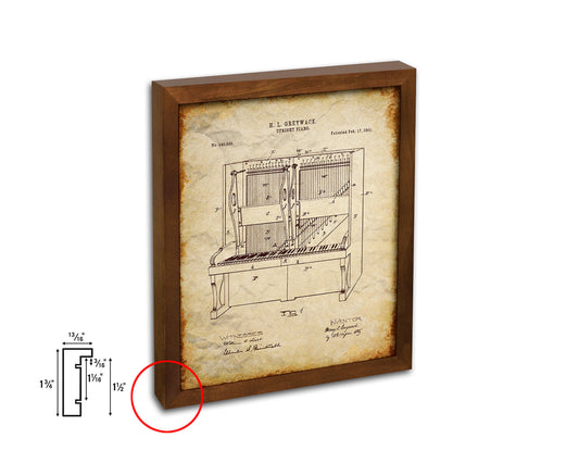 Upright Piano Music Vintage Patent Artwork Walnut Frame Gifts