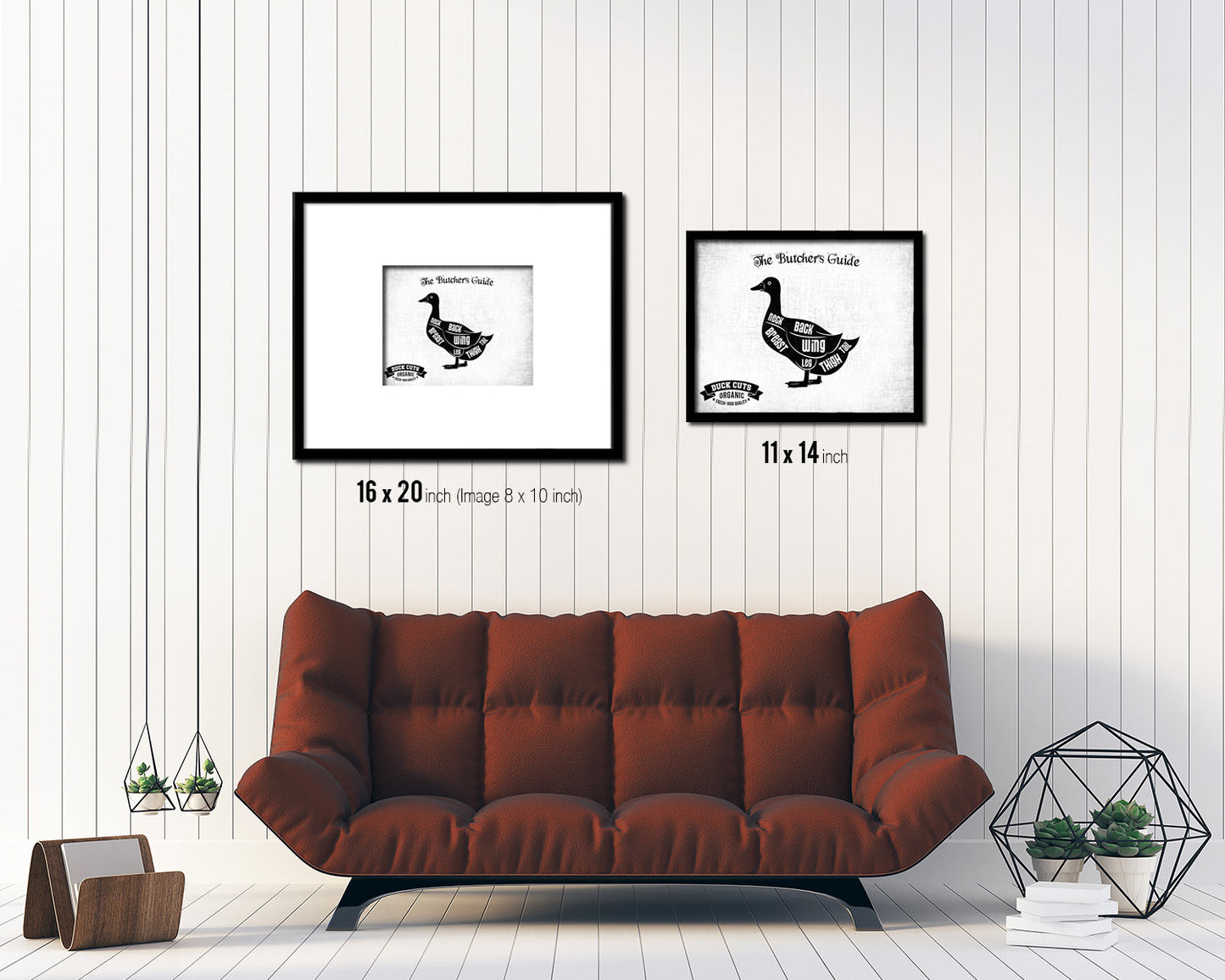 Duck  Meat Cuts Butchers Chart Wood Framed Paper Print Home Decor Wall Art Gifts