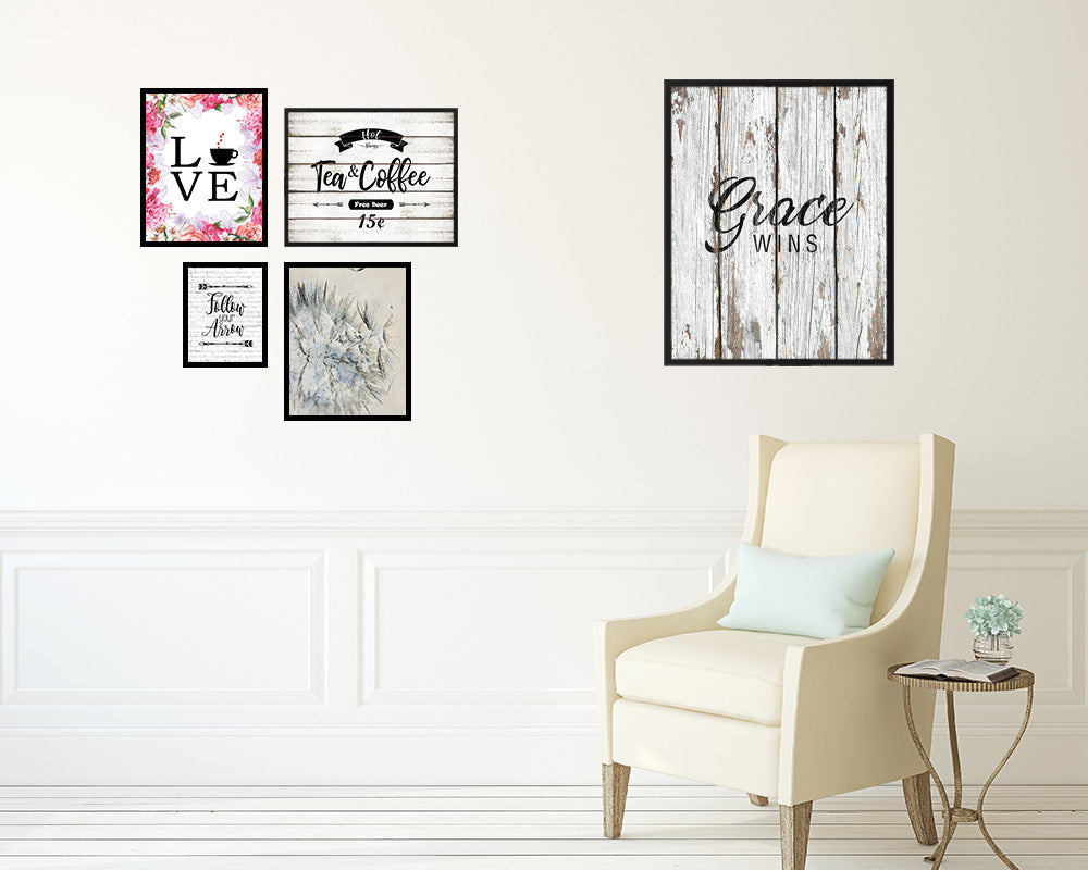 Grace wins Quote Wood Framed Print Home Decor Wall Art Gifts