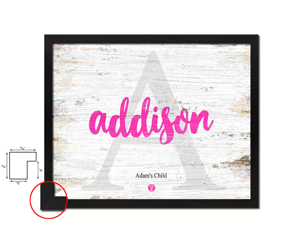 Addison Personalized Biblical Name Plate Art Framed Print Kids Baby Room Wall Decor Gifts