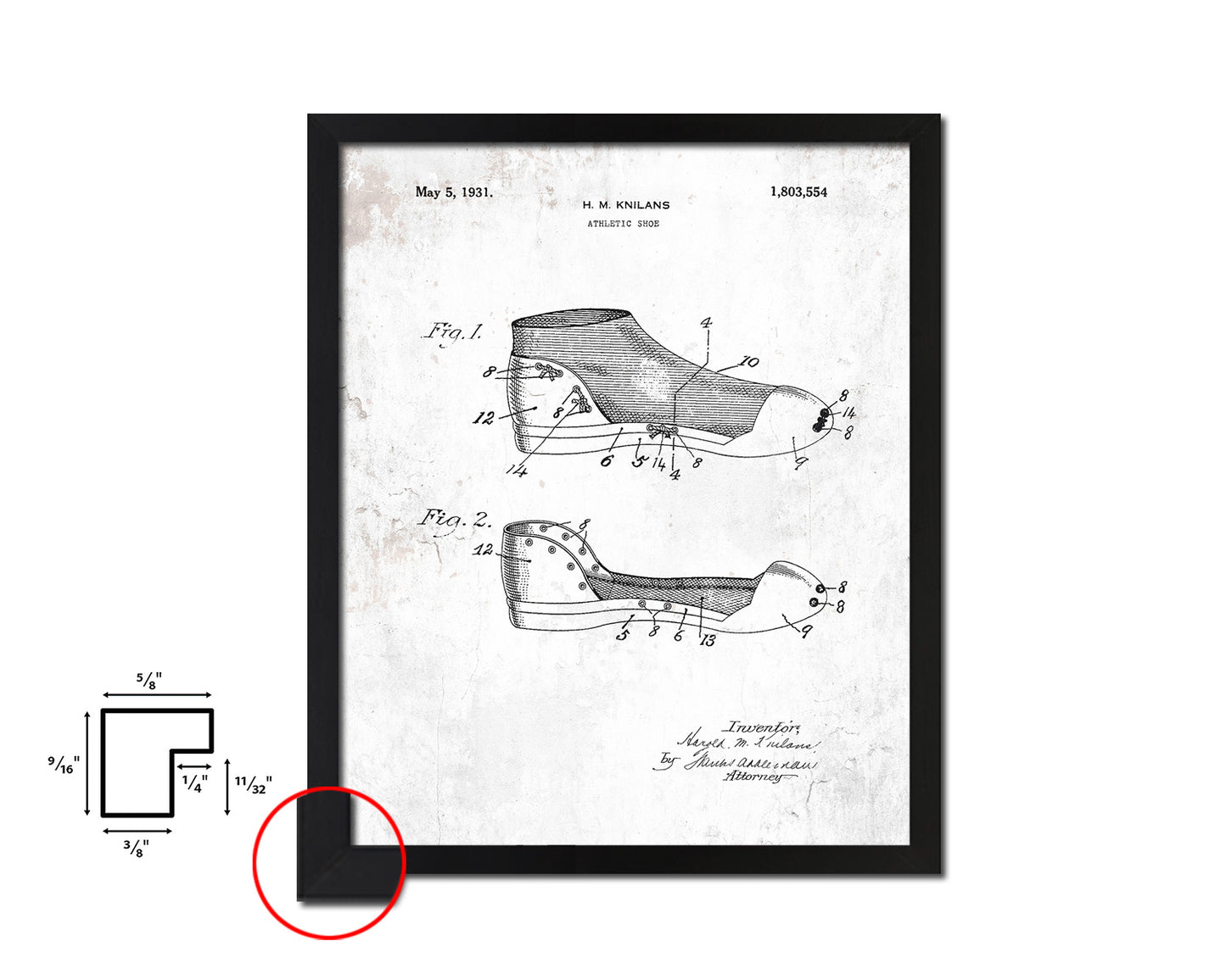 Basketball Athletic Shoe Sports Vintage Patent Artwork Black Frame Print Gifts