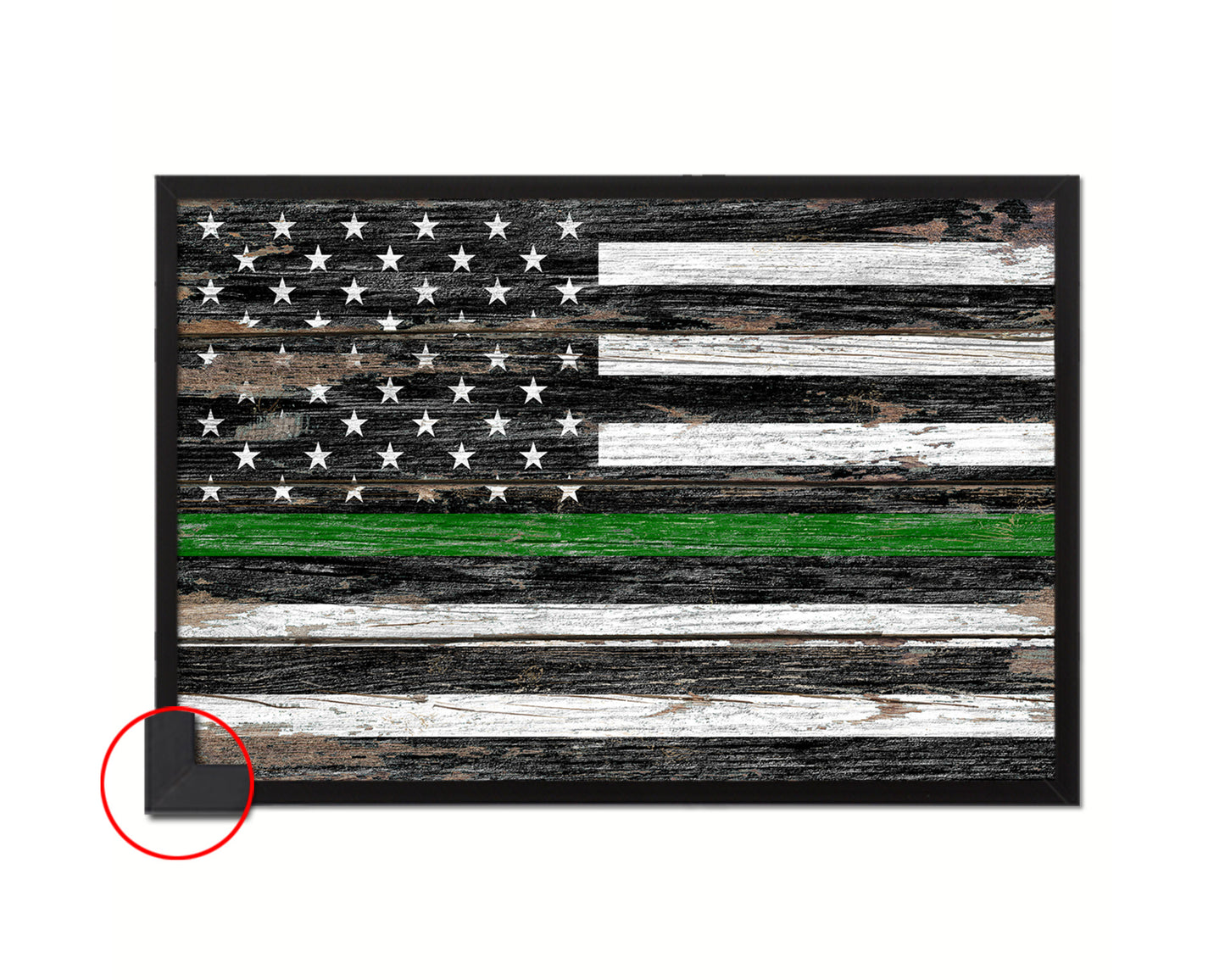 Thin Green Line Support Border Patrol American Wood Rustic Flag Art