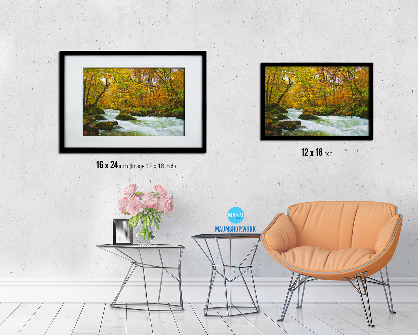 Aomori Prefecture Japan Oirase River Autumn Landscape Painting Print Art Frame Wall Decor Gifts