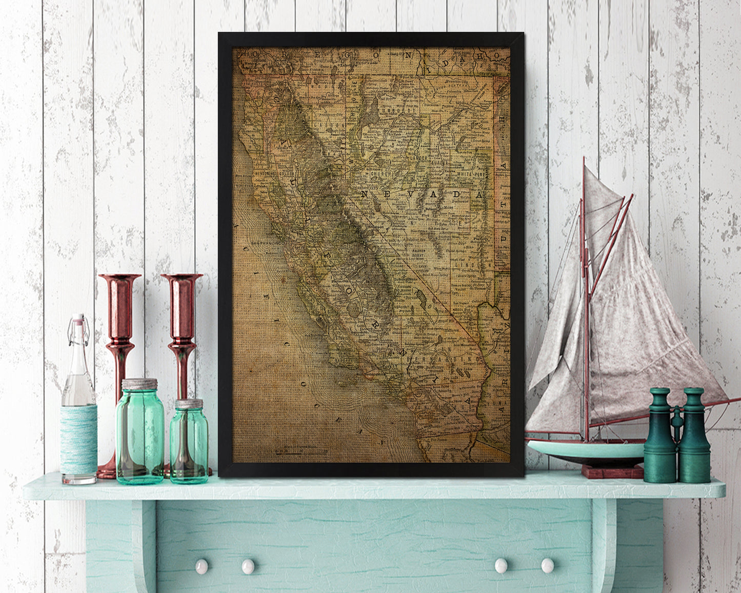 California Vintage Map Framed Print Art Gifts