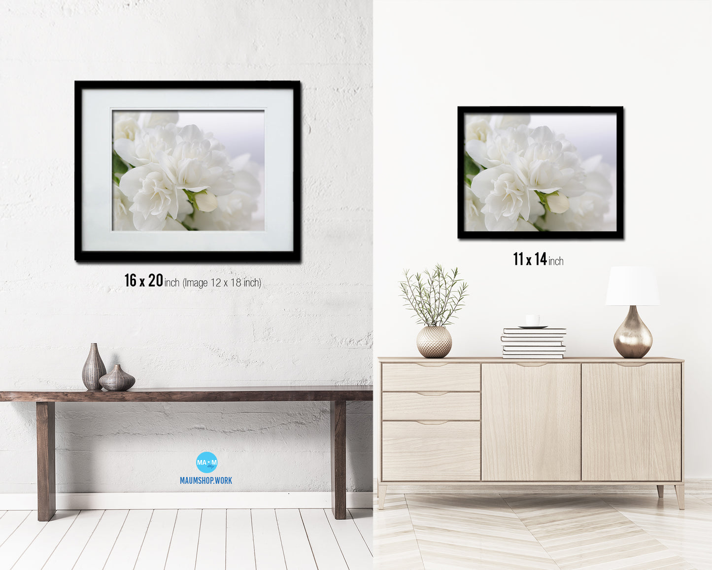 Jasmine White Flower Wood Framed Paper Print Wall Decor Art Gifts