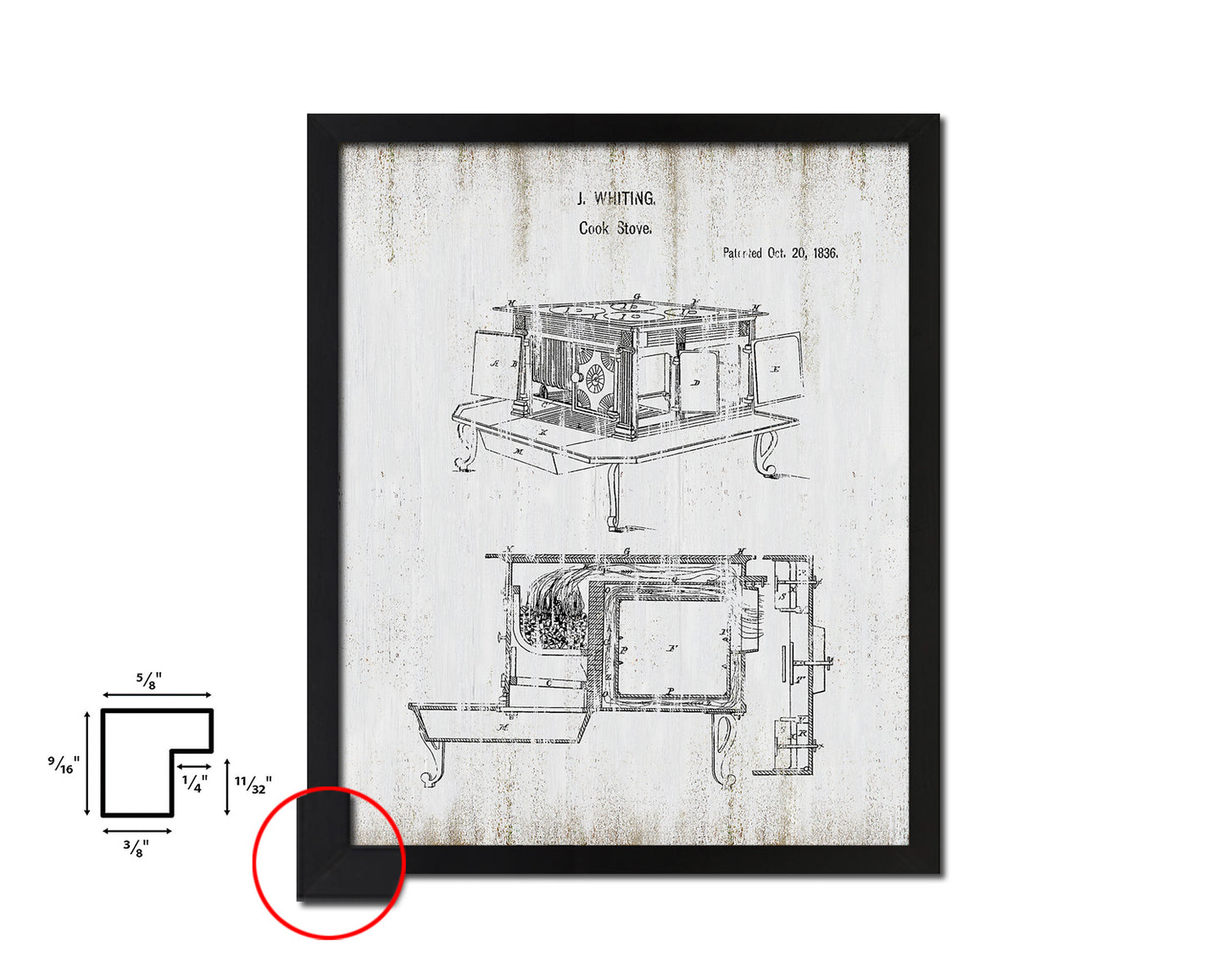 Cook Stove Kitchen Vintage Patent Artwork Black Frame Print Wall Art Decor Gifts