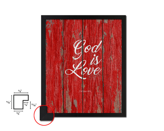 God is love, 1 John 4:8 Quote Framed Print Home Decor Wall Art Gifts