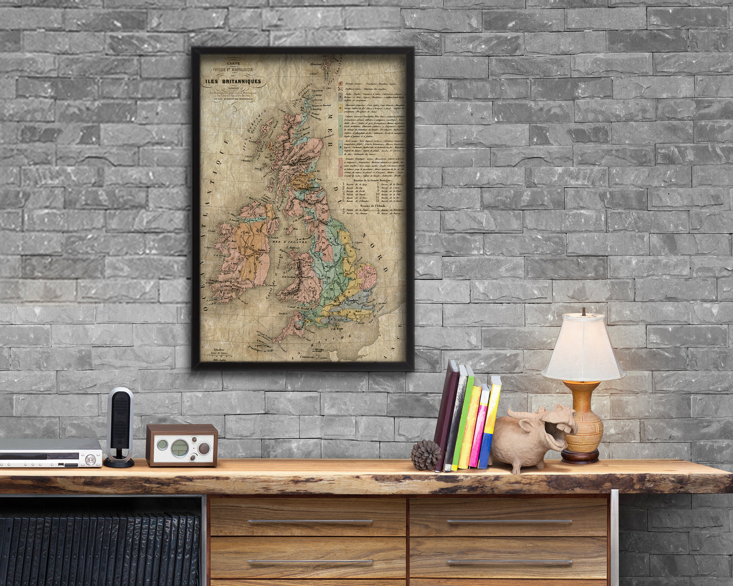 Geological Britain Historical Map Wood Framed Print Art Wall Decor Gifts