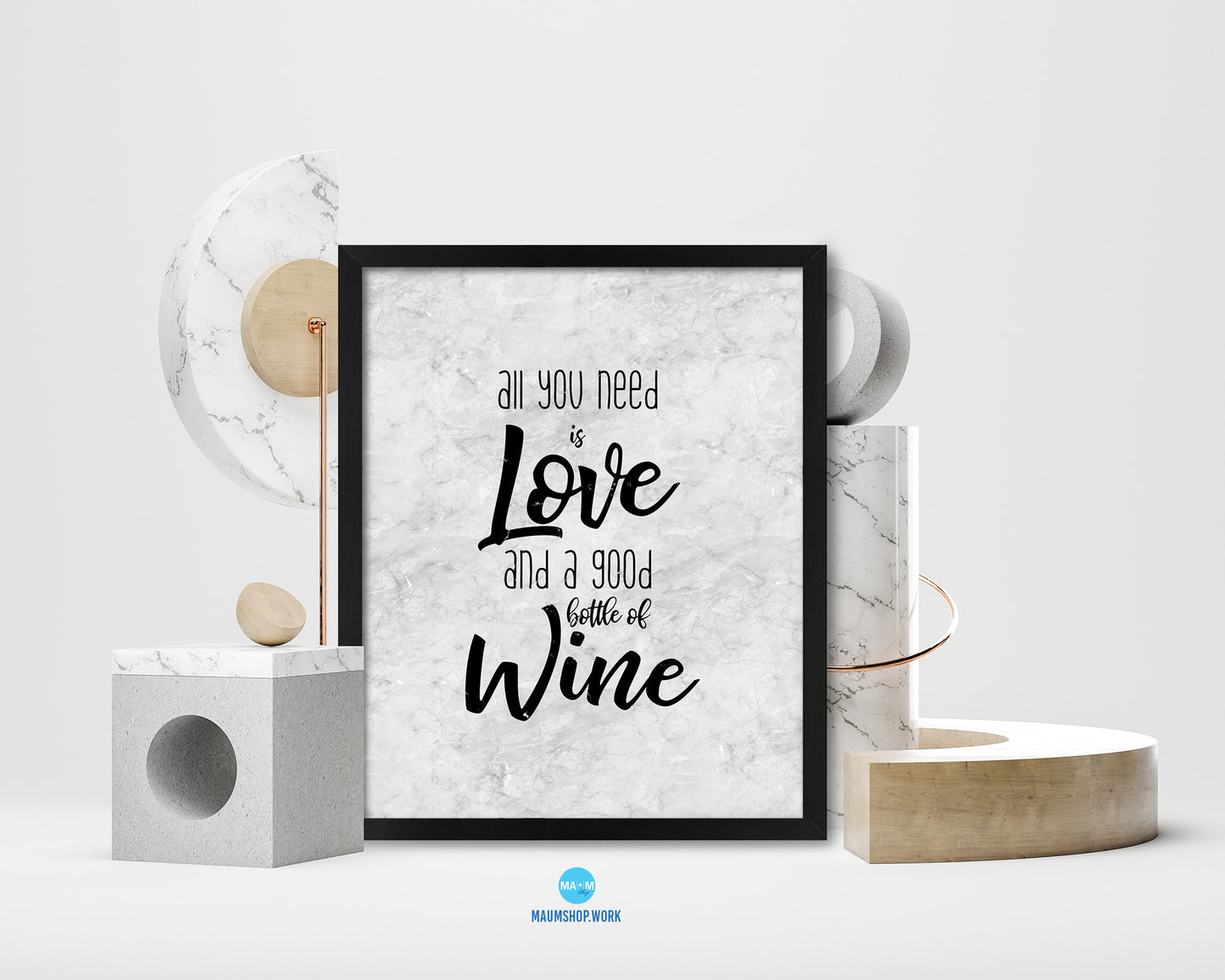 All you need is love and a good bottle of wine Bible, Scripture, Verse Framed Print Wall Art Decor Gifts