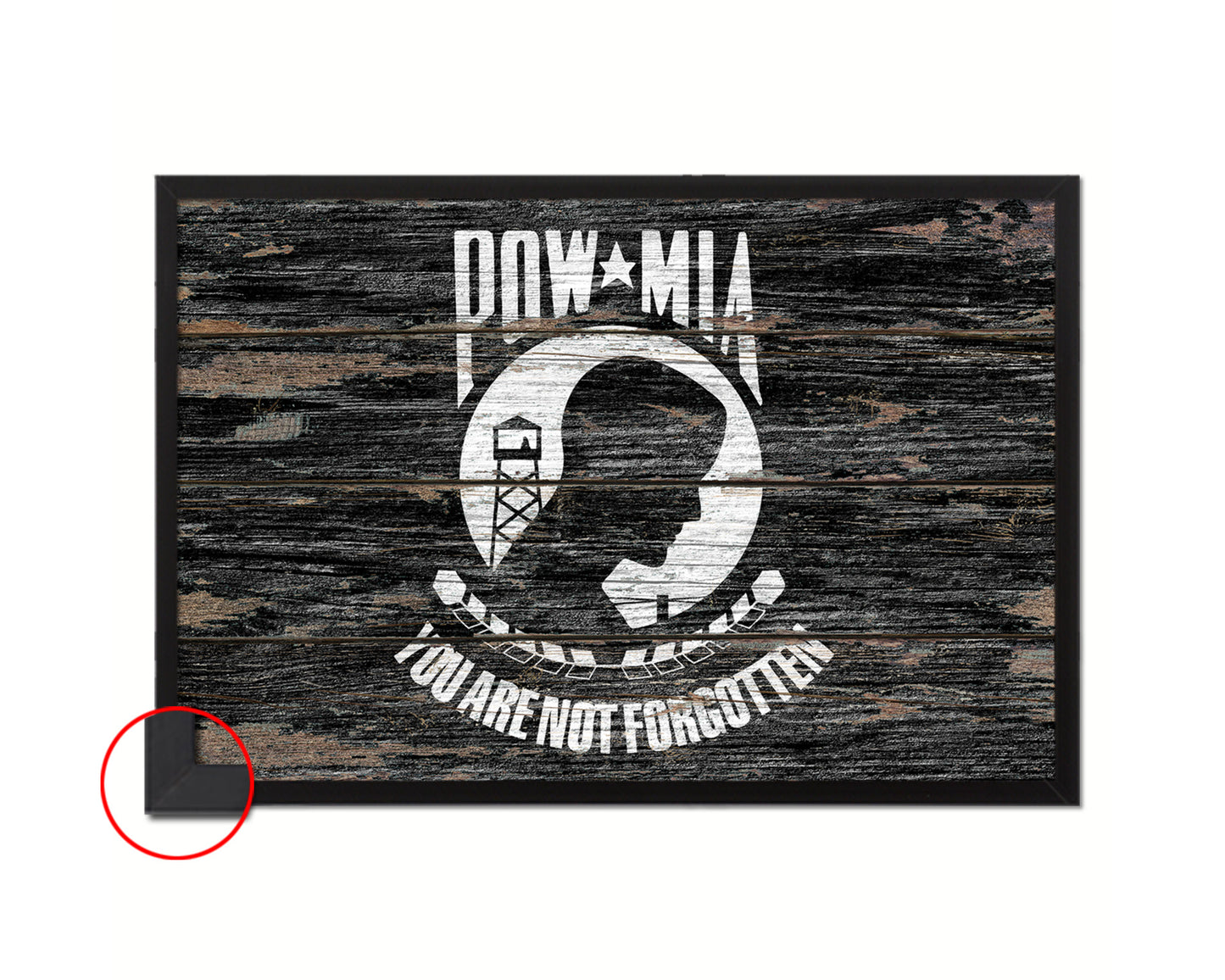 Pow Mia Wood Rustic Flag Wood Framed Print Wall Art Decor Gifts