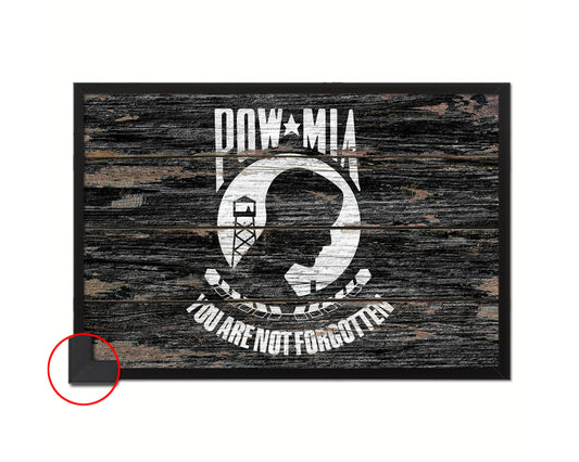 Pow Mia Wood Rustic Flag Wood Framed Print Wall Art Decor Gifts