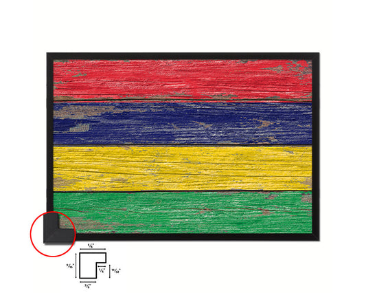 Mauritius Country Wood Rustic National Flag Wood Framed Print Wall Art Decor Gifts