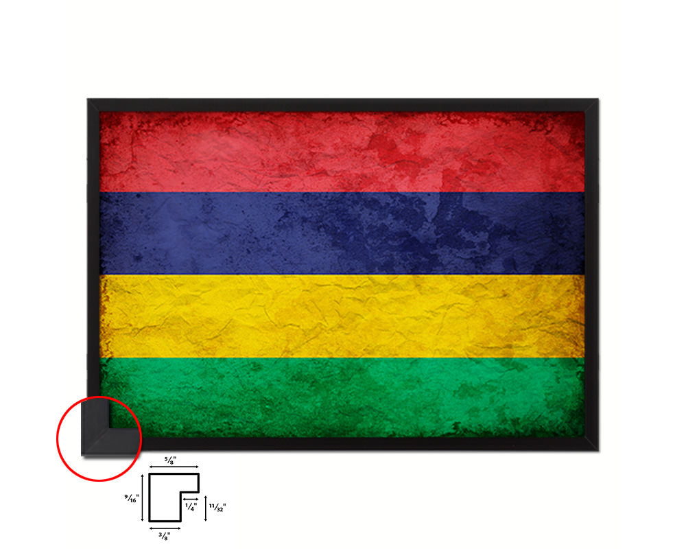 Mauritius Country Vintage Flag Wood Framed Print Wall Art Decor Gifts