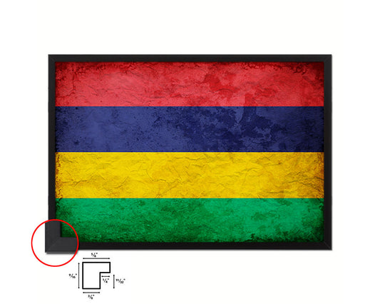 Mauritius Country Vintage Flag Wood Framed Print Wall Art Decor Gifts