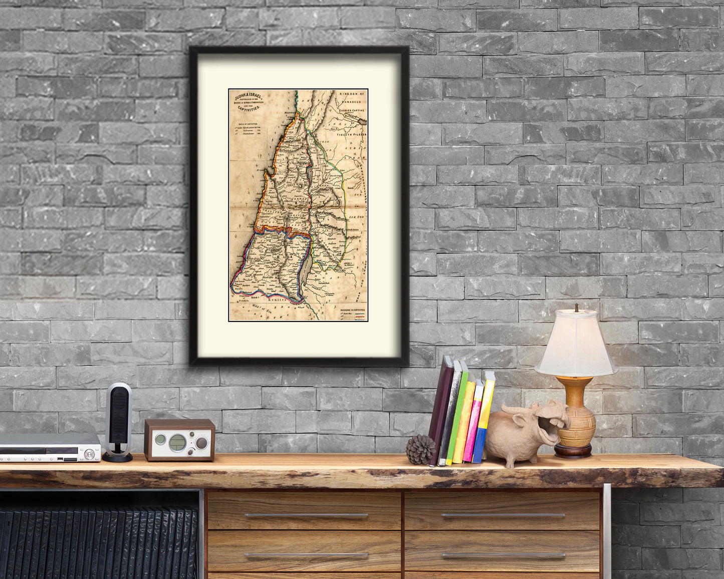 Iisrae Old Map Wood Framed Print Art Wall Decor Gifts