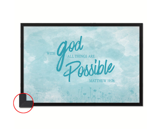 With God all things are possible, Matthew 19:26 Bible Verse Scripture Framed Art